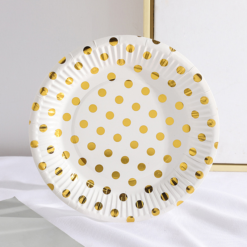 Disposable gold foil stamping paper plate and cup set