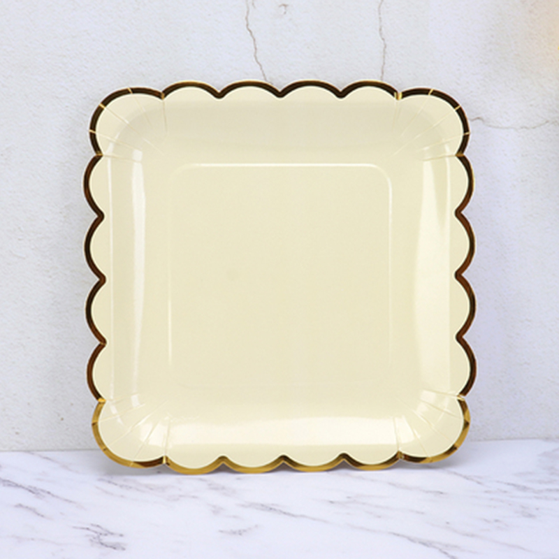 Disposable square gold foil stamping paper plates