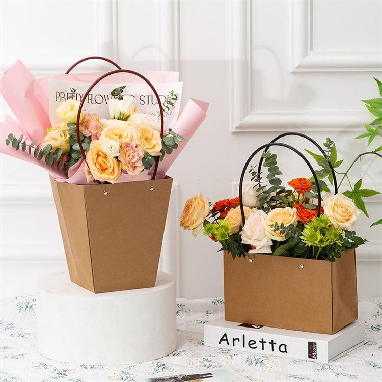  Multi-specification Minimalist Kraft Paper Handle Flower Gift Bag