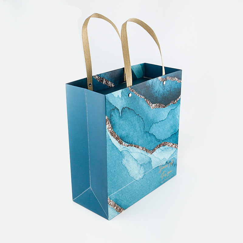 Marble Patterned paper Handle Gift Shopping Bag