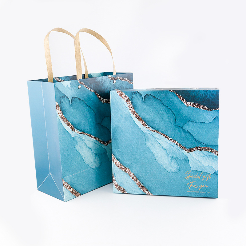 Marble Patterned paper Handle Gift Shopping Bag